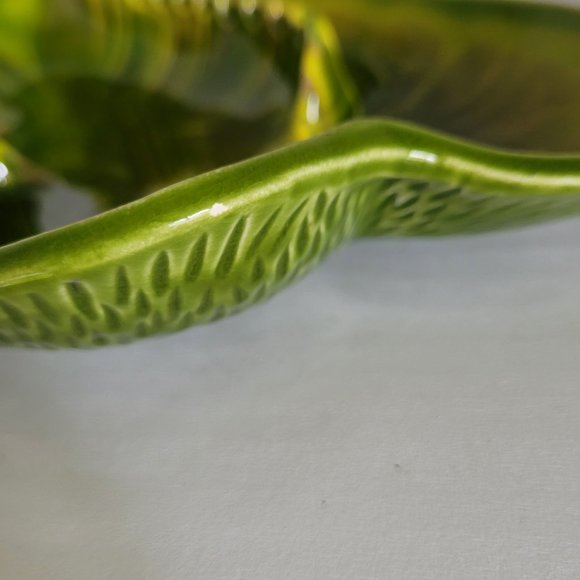 Vintage Mid Century California Original Abstract Green Leaf Ash Tray - Picture 5 of 11